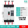 Tengen Tianzheng Eléctrico Dz15-100/3901 2901 Caja de Plástico Interruptor Termomagnético 3P Interruptor de Aire 63A 100A