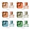 Kit de Vajilla Infantil de Dibujos Animados Creativo Plato para Cena Vaso para Beber Tenedor Cuchara Suministros para Alimentos Complementarios Set de Cuatro Piezas para Bebé