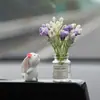 Adornos Creativos para Coche, Lindo Conejo Flor Perfumada para Coche, Mesa de Control Central de Pantalla, Decoración Interior de Coche, Objetos Divertidos, Diosa Popular de Internet