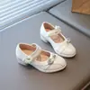 Zapatos Mary Jane de Cuero para Niñas, Nuevos Planos de Primavera y Otoño con Lazo y Pedrería, Zapatos de Rendimiento de Suela Suave para Niños Mayores, Modernos