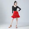 Ropa de Práctica de Danza Latina para Mujer, Disfraces de Baile para Adultos, Faldas con Flecos, Ropa para Examen de Arte, Faldas Medias, Faldas Cortas de Espina de Pescado, Faldas Largas