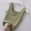 2022 nuevo camisón de hilo de seda helada para mujer talla grande corte ajustado para usar por dentro y por fuera sexy versátil sin mangas camiseta interior al por mayor
