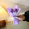 Buquê de Flores de Lã com Coração de Tricô, Decoração Pequena para Mesa de Sala de Estar, Presente para Amigos, Acessório de Lembrança, Pequeno Presente Atacado