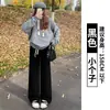 Pantalones Anchos Forrados de Polar Marrón para Mujer, Otoño e Invierno de Cintura Alta de Pierna Recta Casual de Chenilla Tejido Lana de Cordero Cálido Pantalones de Algodón