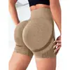 Pantalones de Yoga en Stock Sin Costuras de Cintura Alta Ajustados Glúteos de Durazno Secado Rápido de Alta Intensidad Entrenamiento Fitness Pantalones Cortos Deportivos Sin Costuras para Mujer