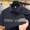 Camiseta Masculina de Nylon Manga Curta Lapela Verão Nova Casual Meia Manga para Homens de Meia-Idade e Idosos Camisa Polo