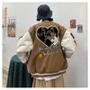 Uniforme de Béisbol con Bordado de Letras y Estampado de Tendencia Retro Americano 2023 Ropa Exterior de Algodón Chaqueta Holgada para Mujer Primavera y Otoño Atractiva