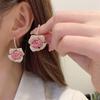 Pendientes de estilo industrial pesado europeo y americano para mujer, con una atmósfera exagerada, microincrustaciones de circonita, a la moda, con ganchos para la oreja distintivos, pendientes de camelia tridimensionales.