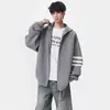 Nuevo suéter de punto con capucha para otoño e invierno para hombre, chaqueta cárdigan de tres rayas, estilo old money, venta al por mayor de fábrica transfronteriza