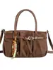 Bolso de axila estilo retro casual para mujer, nuevo modelo 2025, bolso tote de gamuza de gran capacidad, bolso de hombro simple para el día a día