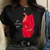 Camiseta Estampada de Moda para Mujer Mujer Nueva Camiseta Negra Femenina S