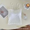 Camisole de renda com laço da moda feminina, top justo com bojo