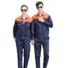 Traje de Roupa de Trabalho de Manga Comprida para Primavera e Outono para Homens e Mulheres, Roupa de Proteção do Trabalho com Patch no Ombro, Uniformes de Oficina de Fábrica, Roupa de Trabalho para Reparo Automotivo, Resistente a Manchas e Desgaste