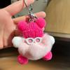 Lindo colgante de bolsa de bola de carbón con pelo de conejo de imitación, mochila escolar, muñeco feo, llavero de coche con muñeco de dibujos animados.
