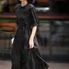 Vestido de Seda Cielo EstrelladoDoble Crepé Seda de Morera Elegante Solapa Estampado Vestido 2026 Verano Mujer