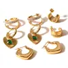 Europa y Estados Unidos INS18K chapado en oro real forma geométrica circón retro Joker pendientes de acero inoxidable pendientes en stock al por mayor