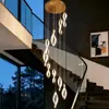 Lustre de escada duplex de luxo leve, lustre grande para sala de estar de villa, lustre minimalista moderno para hall de entrada, lustre de acrílico para sala de jantar