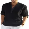 Camisa Casual de Algodón Puro para Hombre 2023 Color Sólido Manga Larga Holgada Cuello Alto Camisa Moderna en Stock