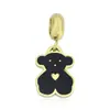 Moda Europeia e Americana Titânio Aço Pingente Urso Gota de Óleo Titânio Aço Banhado Ouro 18K Pulseira Pingente Acessórios DIY Atacado