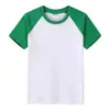 Camiseta Infantil de Verão com Gola Redonda 100% Algodão Manga Curta Uniforme de Classe Personalizado para Meninos e Meninas, Mesmo Estilo Raglan Caimento Solto Camiseta Color-Blocking