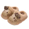 Pantuflas de algodón para niños, colección otoño/invierno 2026, diseño de gato de dibujos animados en EVA para niñas, uso interior/exterior, impermeables, con capa exterior peluda