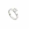 Anillo de Acero de Titanio Zirconia Japonés Coreano Lujo Ligero Personalizado No Descolorante Anillo con Incrustaciones de Diamante para Pareja Diseño de Nicho Europeo Americano para Mujer Venta al por Mayor