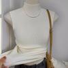 Tejido Hecho a Medida Tejido Sin Mangas Ropa Exterior con Cuello Alto Medio Tirantes Nuevo Elegante Ajustado Camiseta Interior Top