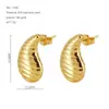 Pendientes de Botón con Diseño de Nicho Europeo y Americano de Costilla Forma de Gota de Agua para Mujer Estilo INS Moda Versátil Pendientes de Acero Inoxidable Chapado en Oro de 18 Quilates para Mujer