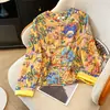 Qualidade Garantida Antienvelhecimento Estilo Mãe Novo Estilo Chinês Jacquard Cetim Retrô Estilo Nacional Aprimorado Camisa de Manga Longa Primavera