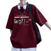 Verão Novo Design Nicho Estampa Cartoon Algodão Puro Pesado Camiseta Manga Curta Marca Tendência Masculina Top Meia Manga