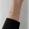 Collar de Cuentas Doradas de la Suerte de Diseñador de Nicho, Cadena de Cuentas Redondas, Estilo de Lujo Ligero Europeo y Americano Transfronterizo, Cadena de Hueso de Serpiente Estilo Coreano