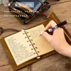 Cuaderno Vintage Hojas Sueltas Libro de Mano A7 Portátil Libro de Mano Diario con Correa Creativa Notas de Papel Kraft Literario