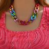 Amazon Más Vendido Collar Europeo y Americano Joker Acrílico Color Caramelo Dulce Estilo Cool Collar de Cadena Joyería Simple de Moda