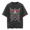 Nueva Camiseta de Manga Corta Oversize Estilo Urbano Vintage Lavada Batik de Dibujos Animados Ataque a los Titanes de Japón