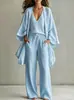 Conjunto casual de tres piezas de estilo europeo y americano, transfronterizo 2026, de corte holgado, longitud media, para mujer: cárdigan de manga tres cuartos, chaleco sin mangas y pantalón largo