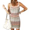 Vestido de tirantes espagueti estilo europeo y americano 2026 para mujer, nuevo modelo de verano, vestido suéter ajustado multicolor a rayas transfronterizo