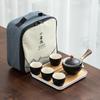 Hervidor de Té Perezoso de Cerámica Barro Negro Juego de Té Automático Tetera Portátil Pequeña para Viajes con Asa Lateral Bandeja de Té Té Kung Fu