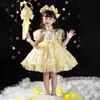 Vestido Lolita Princesa Bufante para Meninas 2026 Verão Manga Bufante Vestido de Aniversário Vestido de Malha Estrela de Desenho Animado
