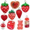 Colgante de resina roja amor de fresa colgante de hongo diy tridimensional lindo material colgante llavero joyería