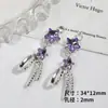 Lujo Ligero de Gama Alta Colgante de Estrella de Cinco Puntas con Incrustaciones de Diamantes Lazo Accesorios Pequeños con Borla Simple para Pulsera Collar Pendientes