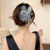 Grampo de cabelo de flor de chiffon super fada novo grampo de cabelo chinês elegante de pérola borla em forma de U feminino 2024 novos acessórios de cabelo antigos