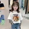 G2525 # Ropa para Niñas Camiseta Fina de Manga Larga Primavera y Otoño 2025 Nuevo Elegante Top de Algodón Puro para Niños