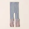 Leggings Calcetín Hueco con Lazo para Niñas con Adorno de Encaje, Pantalones Finos Transpirables Estilo Coreano de Nueve Puntos para Primavera y Otoño