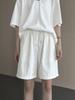 Yohji Yamamoto Verano Blanco Pierna Ancha Mujer Nicho Casual Delgado Cintura Alta Cintura Elástica Pantalones Rectos Pantalones Cortos Pantalones Medianos