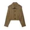ZA comercio exterior transfronterizo artículo popular de ropa para mujer otoño 2026 nuevo estilo europeo y americano chaqueta con tirantes plisados de bolsillo para mujer