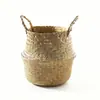 Bolso tipo bandolera de cesta de paja floral escandinava, cesta tejida, maceta para plantas, tejido de bambú, de pie, plegable, cesta para plantas verdes en maceta, bolsa tejida