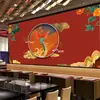 Papel de parede de luxo leve com pássaro Fênix retrô chinês clássico, moda nacional, papel de parede de hotel, tecido de parede para fundo de hotel B&B