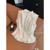 Camisa Corta Sin Mangas de Encaje Estilo Chino Nuevo Botones Pequeña 2025 Nuevo Diseño Elegante para Mujer Top Adelgazante