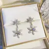 Pendientes de flor de circonita súper de hadas con perla, aguja de plata S925, para mujer, diseño de nicho de lujo ligero, pendientes de moda versátiles de alta calidad