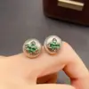Pendientes Transfronterizos de Esmeralda Natural para Amazon Plata S925 Piedra Principal 2*2 Joyería de Lujo Ventas Directas de Fábrica